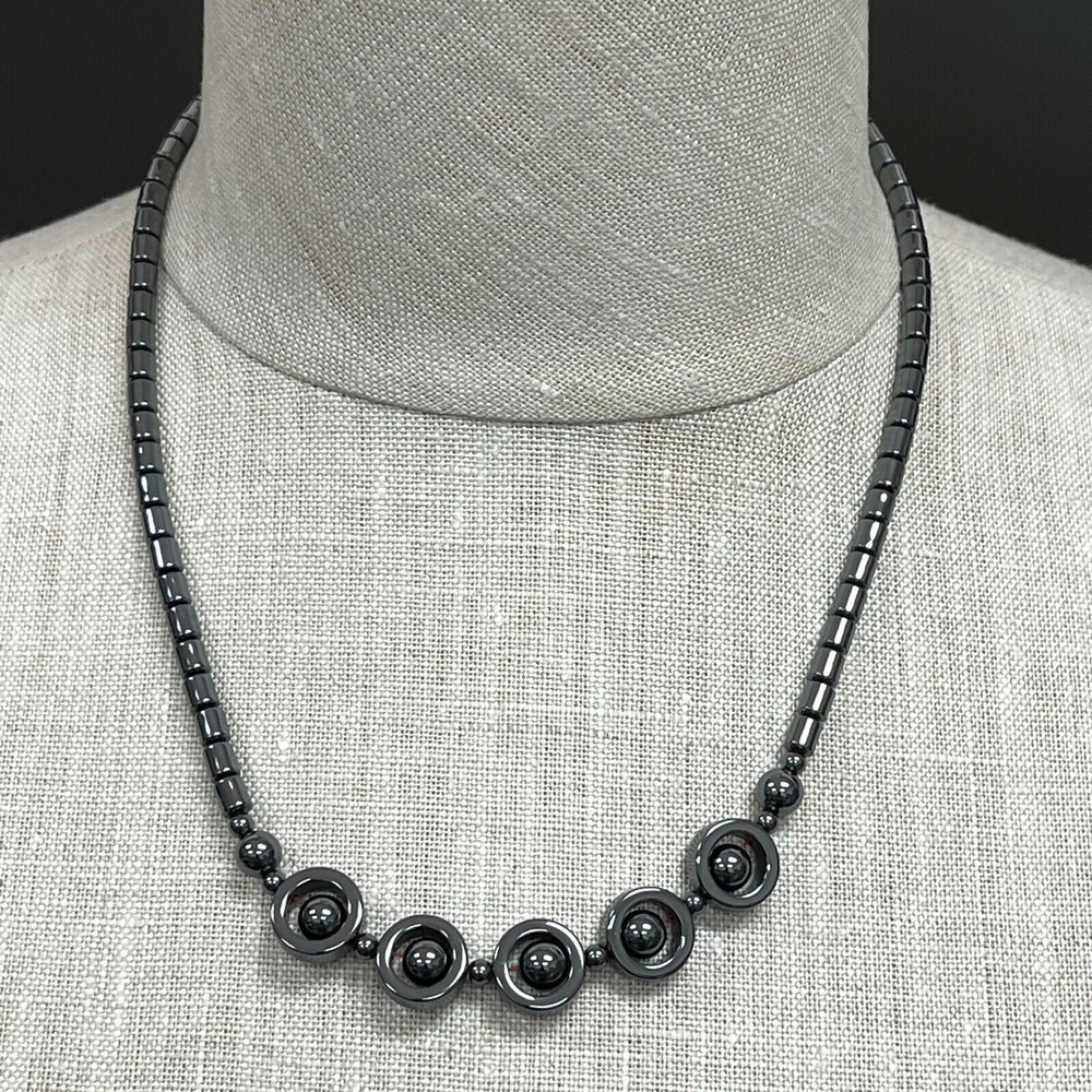 Gunmetal Beads Beaded Women's Fashion Necklace NWOT‎